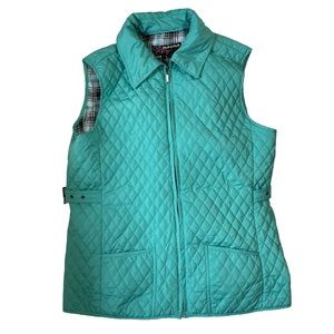 Peck & Peck  quilted puffer vest size large turquoise EUC
